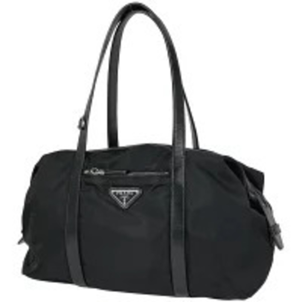 Prada Plate Tote Bag Handbag Nero Black